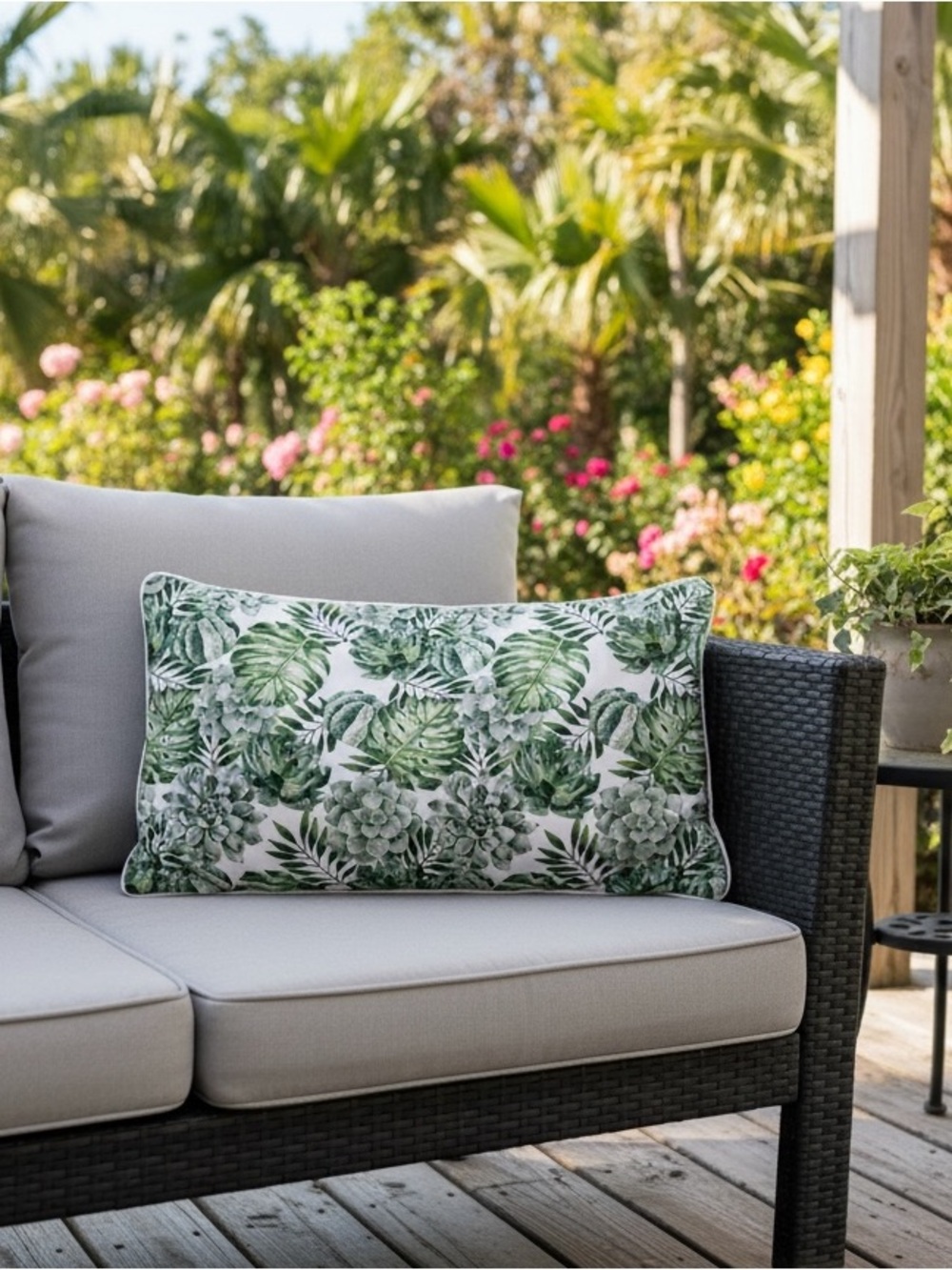 Boho Living Green Succulent & Monstera Print Pillowcase